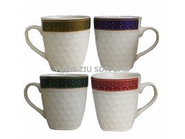 4#EMBOSSED CERAMIC CUP 7.5*8CM 